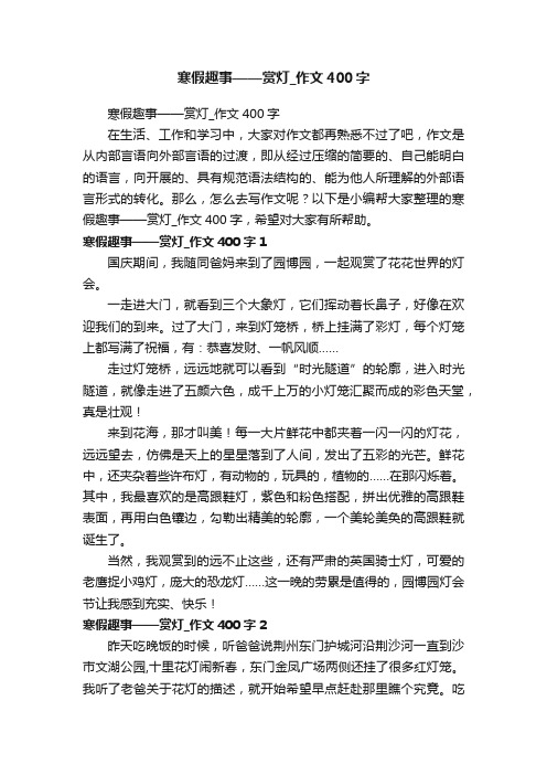 寒假趣事——赏灯_作文400字