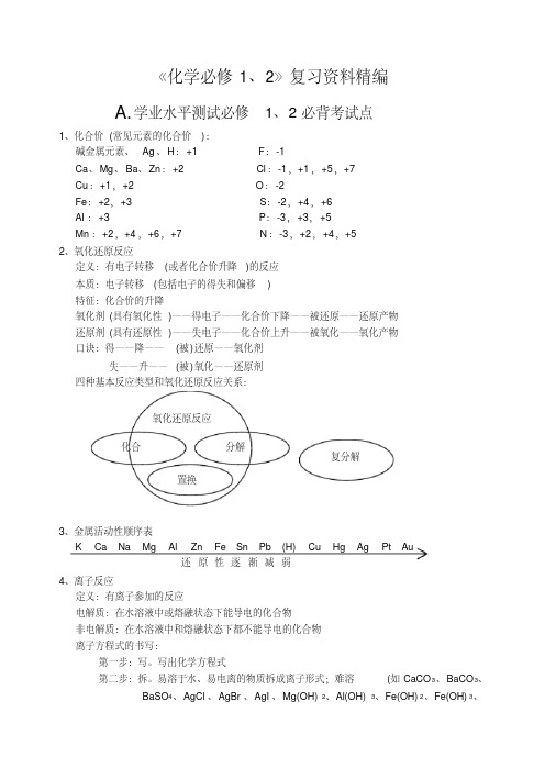 高中化学会考复习重点资料(2)