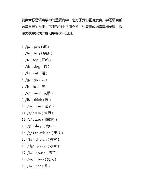 28个辅音音标单词举例10个