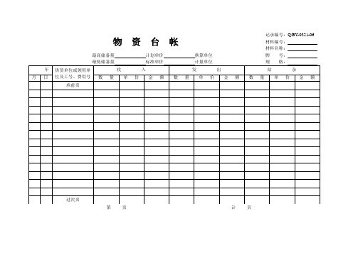 物资台账(物资登记台账)