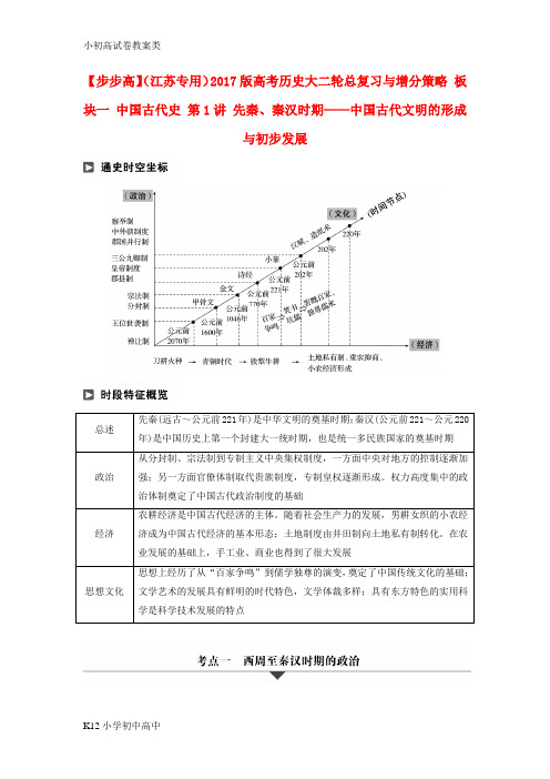 【配套K12】江苏专用2017版高考历史大二轮总复习与增分策略板块一中国古代史第1讲先秦秦汉时期__