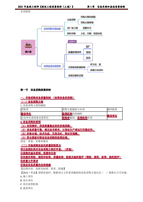 2021年监理工程师《建设工程质量控制(土建)》基础知识点-第八章 设备采购和监造质量控制