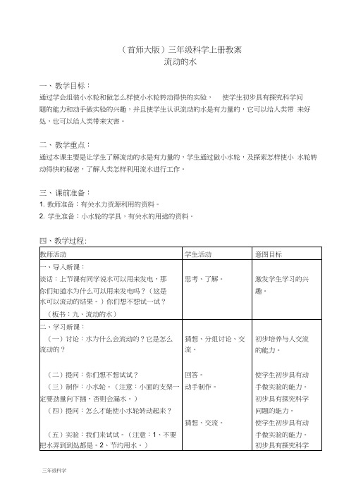 首师大小学科学三上《9.流动的水》word教案