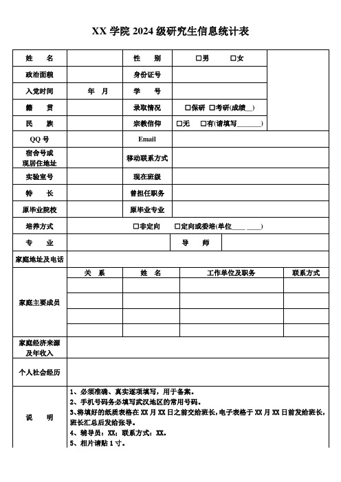 大学生信息统计表