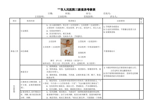 三级查房考核标准及注意事项