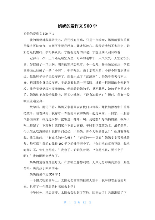 奶奶的爱作文500字