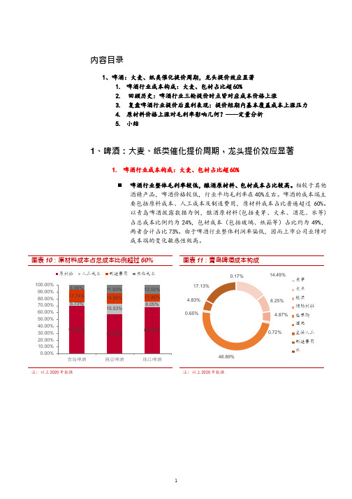 啤酒行业成本构成及原材料涨价对毛利率影响分析