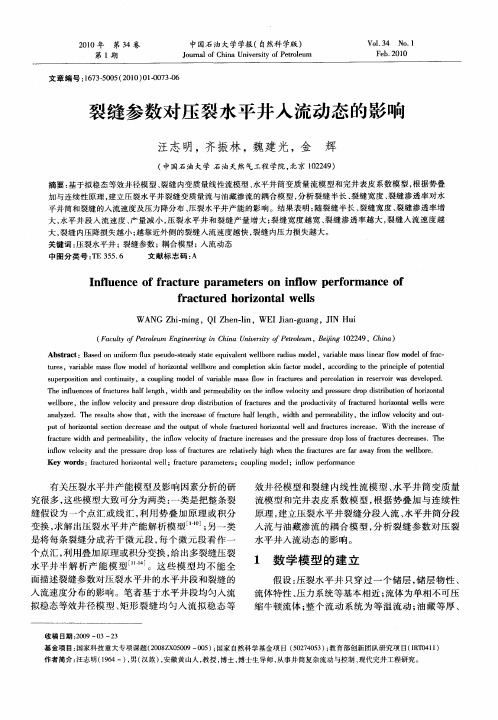 裂缝参数对压裂水平井入流动态的影响