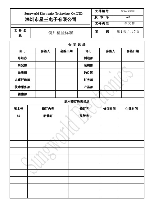 镜片检验标准