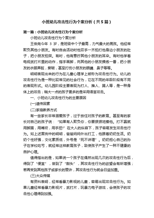 小班幼儿攻击性行为个案分析（共5篇）