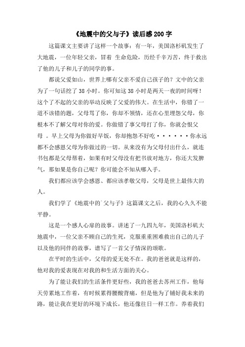 《地震中的父与子》读后感200字