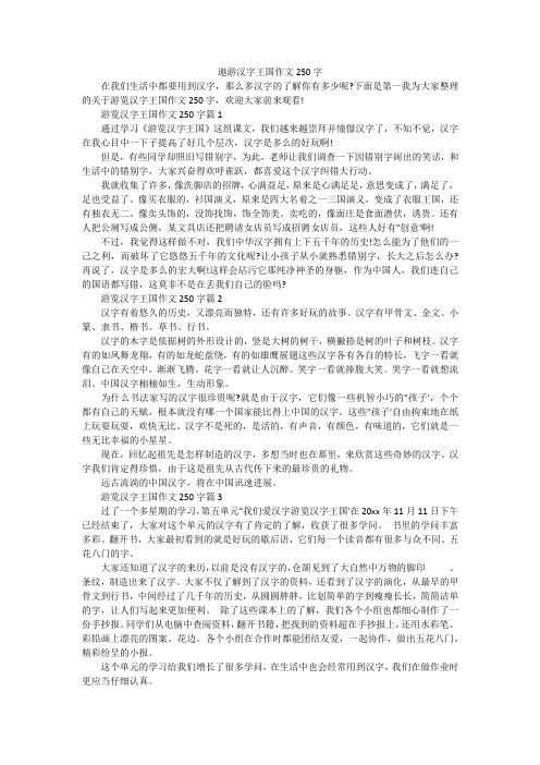 遨游汉字王国作文250字