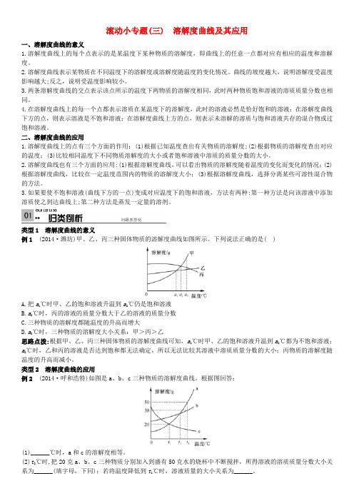 【火线100天】中考化学 滚动小专题(三)溶解度曲线及其应用