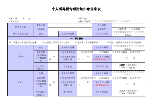 《个人所得税专项附加扣除信息表》