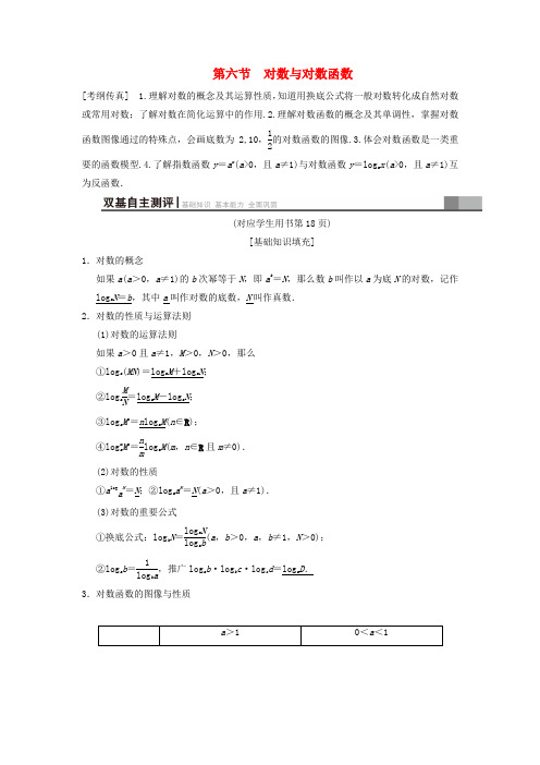 2019年高考数学一轮复习对数与对数函数学案 文 北师大版