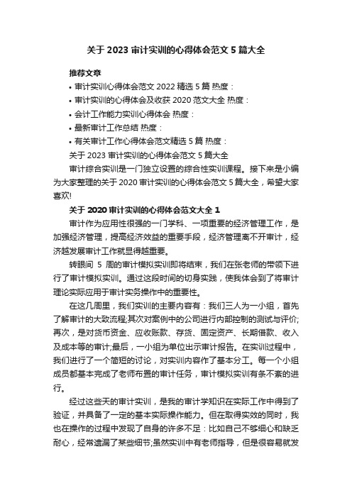 关于2023审计实训的心得体会范文5篇大全