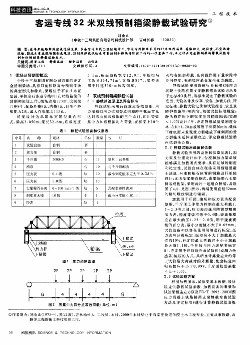 客运专线32米双线预制箱梁静载试验研究