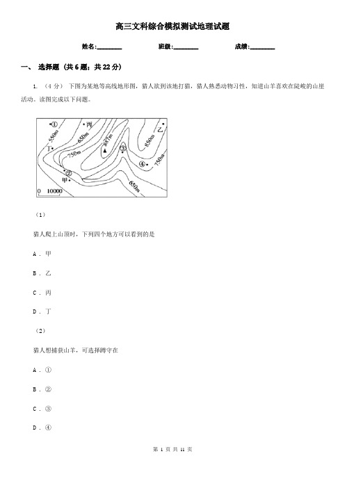 高三文科综合模拟测试地理试题