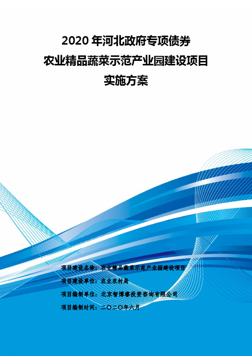 2020年河北政府专项债券-农业精品蔬菜示范产业园建设项目实施方案-智博睿编制