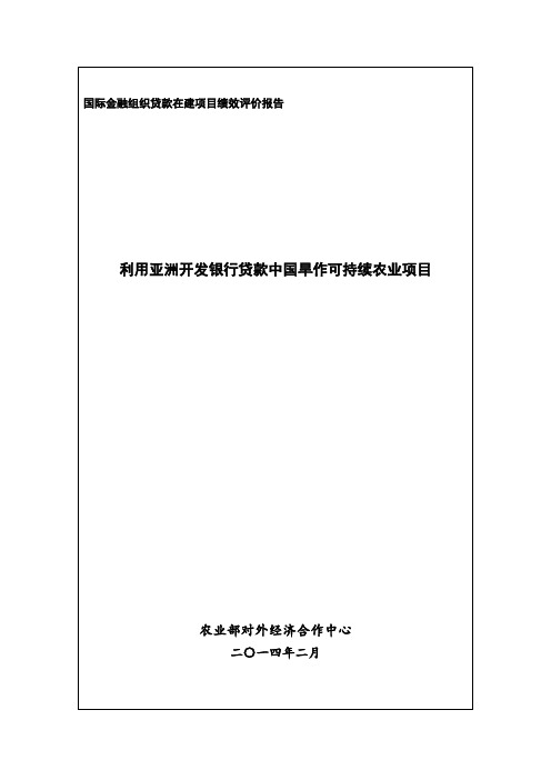 国际金融组织贷款在建项目绩效评价报告