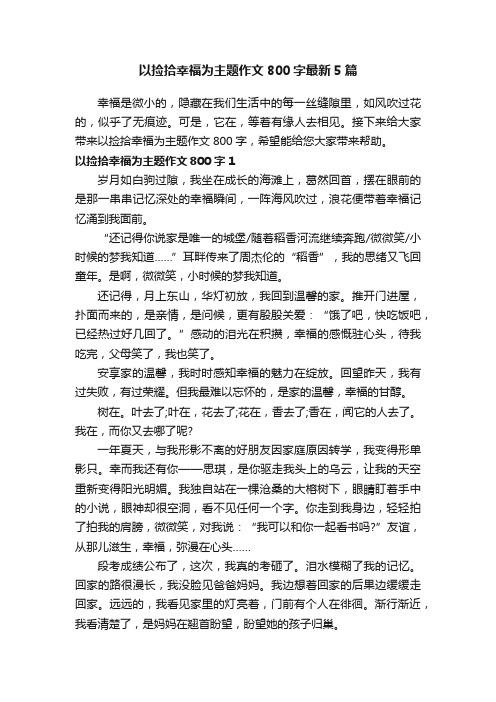 以捡拾幸福为主题作文800字最新5篇