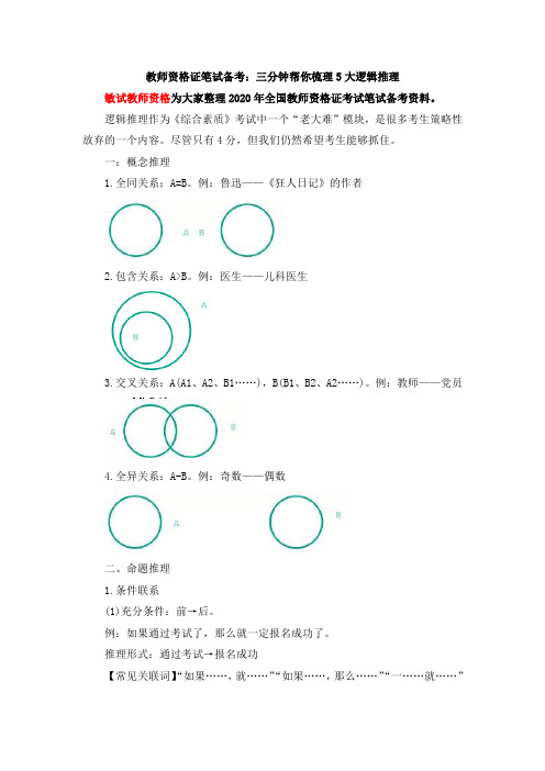 教师资格证笔试备考：三分钟帮你梳理5大逻辑推理