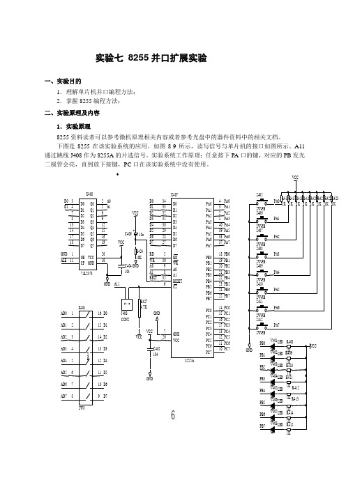 综合实验七 8255并口扩展实验