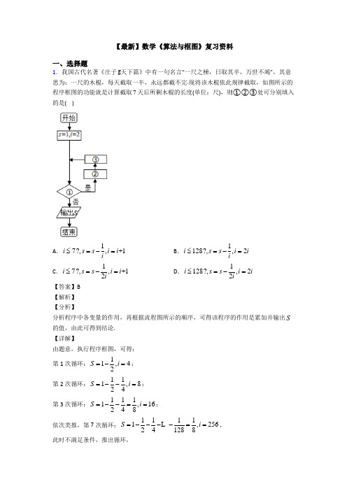 高考数学压轴专题最新备战高考《算法与框图》真题汇编含解析