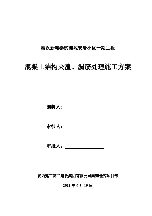 混凝土结构漏筋、夹渣处理施工方案