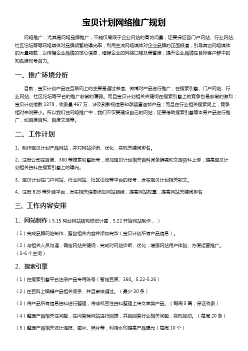 宝贝计划网络推广方案