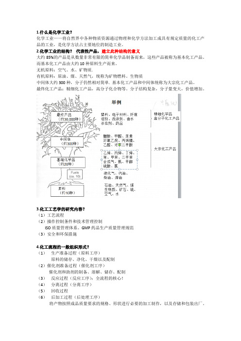 化学工艺学考试知识点总结