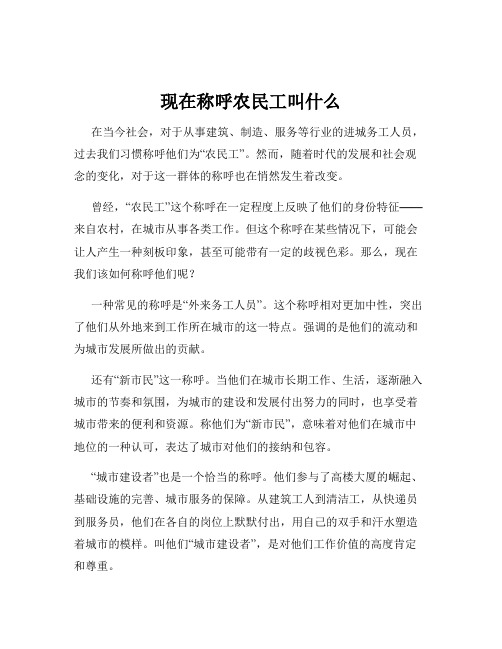 现在称呼农民工叫什么