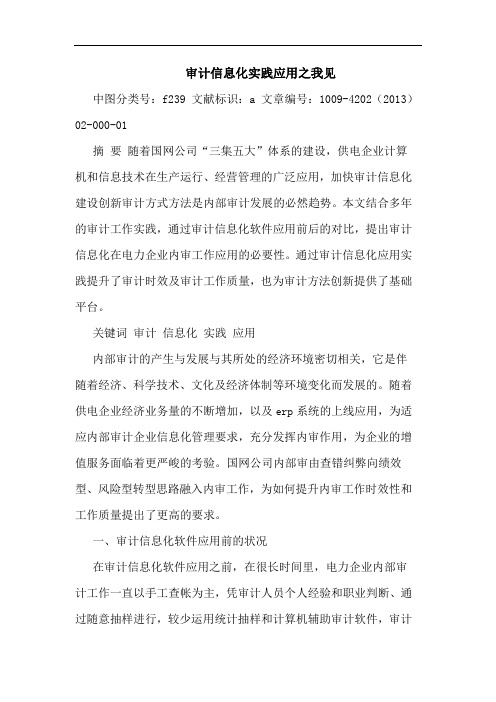 审计信息化实践应用之我见