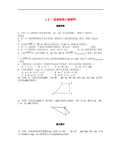 第1章勾股定理1.2一定是直角3角形吗 课时训练题 配套练习 北师大版