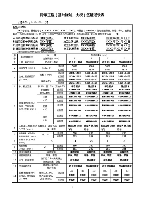 国网最新隐蔽工程签证单