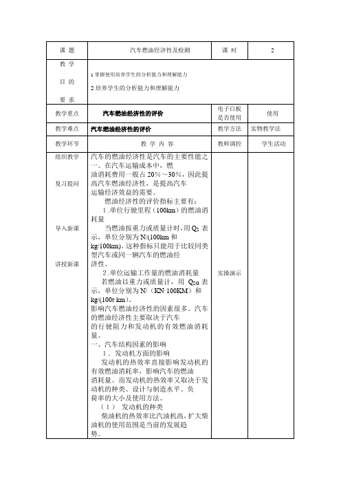 任务四 汽车燃油经济性检测