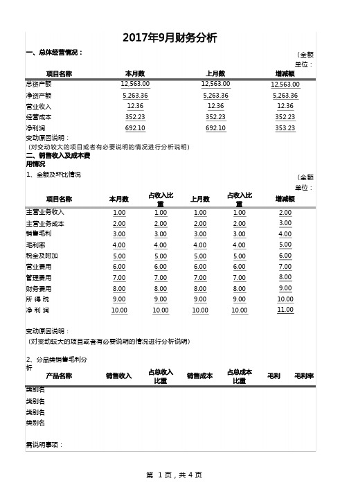 月度财务分析报告