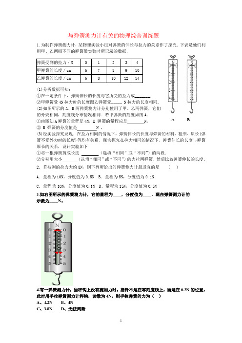 与弹簧测力计有关的物理综合训练题.doc