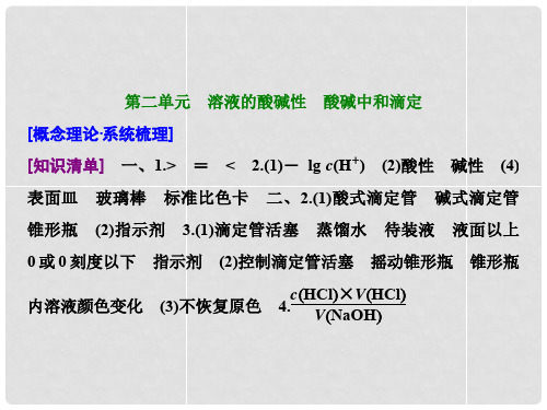 高考化学大一轮复习 第二单元 溶液的酸碱性 酸碱中和滴定习题详解课件