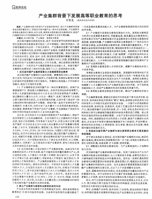 产业集群背景下发展高等职业教育的思考