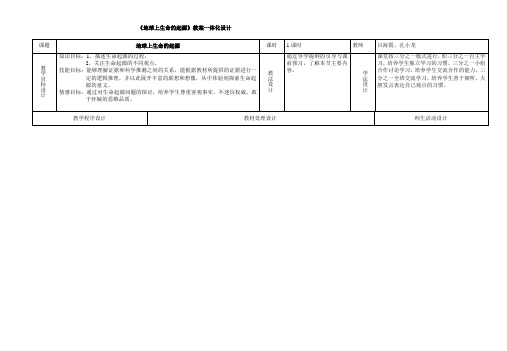 教学设计地球上生命的起源 教学案