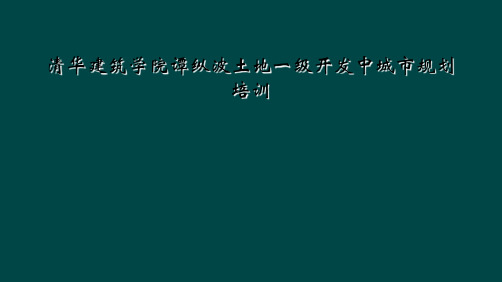 清华建筑学院谭纵波土地一级开发中城市规划培训