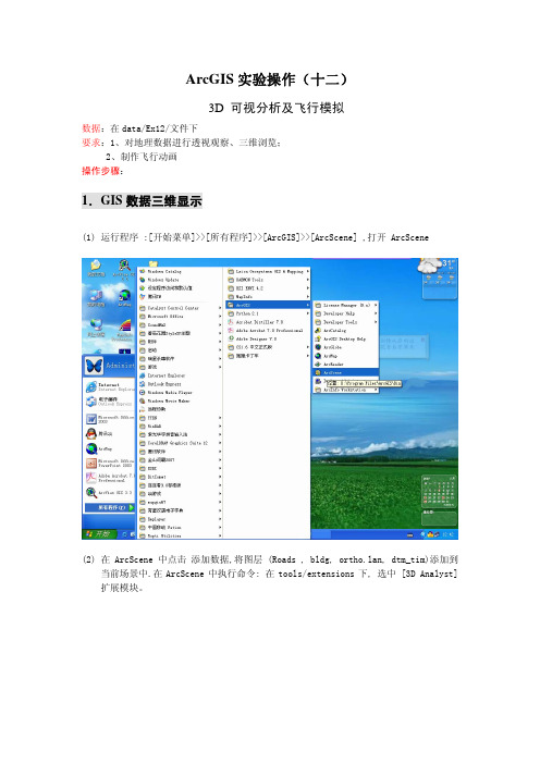 ArcGIS实验操作(十二)---3D可视化分析及飞行模拟