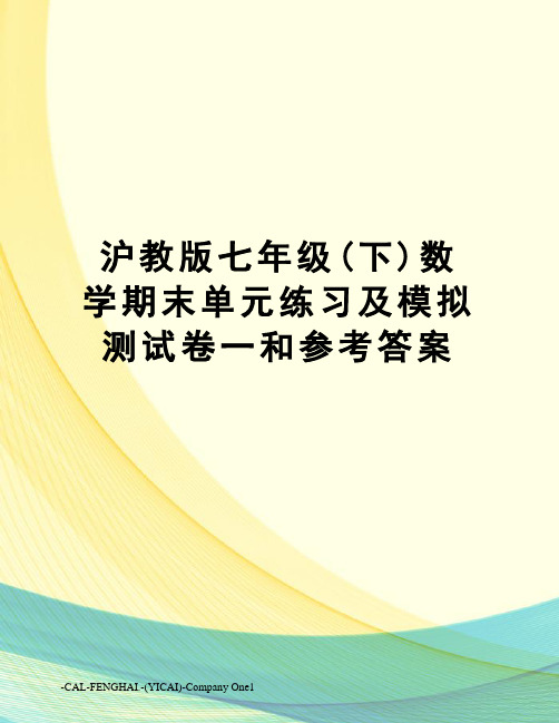 沪教版七年级(下)数学期末单元练习及模拟测试卷一和参考答案