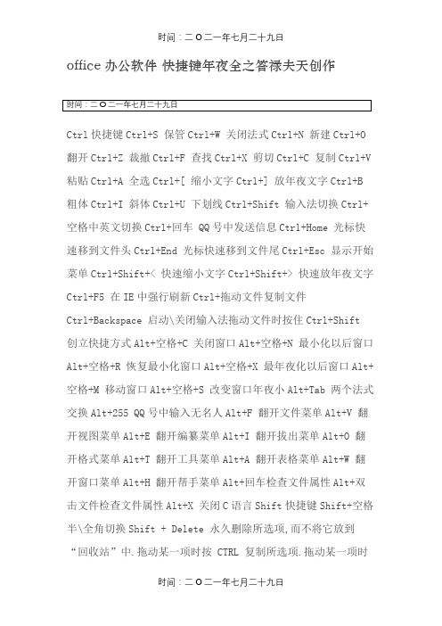office办公软件 快捷键大全