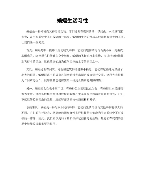 蝙蝠生活习性