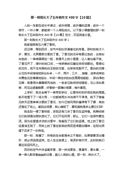 那一刻我长大了五年级作文400字【10篇】