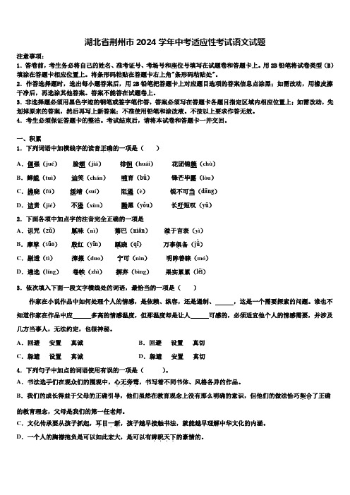 湖北省荆州市2024学年中考适应性考试语文试题含解析