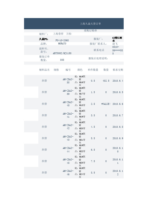 采购订货单Excel格式7