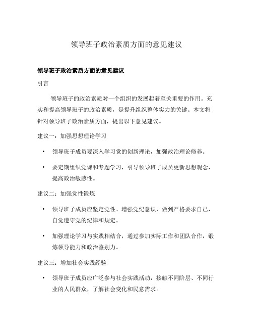 领导班子政治素质方面的意见建议